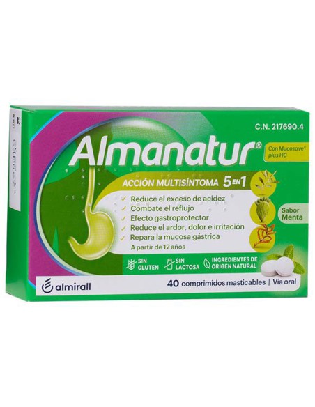 ALMANATUR 40 COMPRIMIDOS MASTICABLES SABOR MENTA