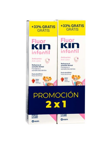 FLUORKIN INFANTIL PASTA FRESA 75+25 ML 2X1