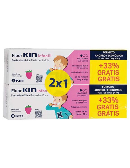 FLUORKIN INFANTIL PASTA FRESA 75+25 ML
